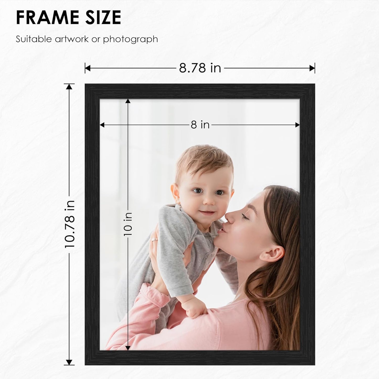 PEALSN 8x10 Picture Frame Set of 6 - Black Woodgrain Frames with HD Plexiglass for Wall or Tabletop Display