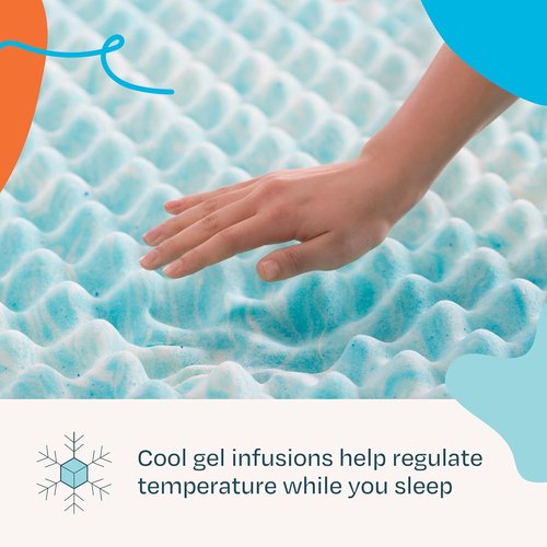 Linenspa 3 Inch Gel Memory Foam Mattress Topper - Reversible Egg Crate Design for Comfort - King Size