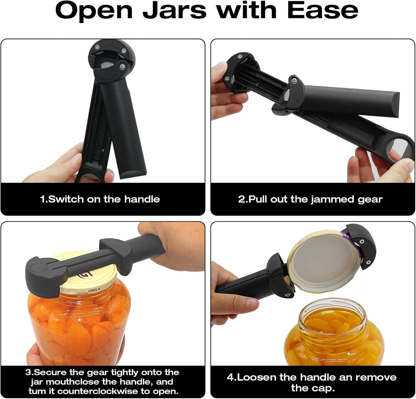RAIN SPIRIT Multifunctional Retractable Bottle & Jar Opener - Adjustable Can & Lid Gripper for Seniors