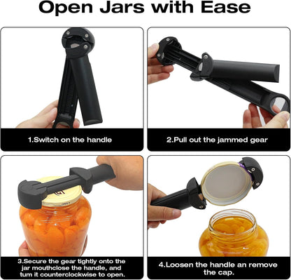 RAIN SPIRIT Multifunctional Retractable Bottle & Jar Opener - Adjustable Can & Lid Gripper for Seniors