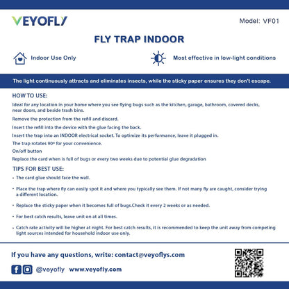 VEYOFLY Fly Trap Indoor, Fruit Fly Traps for Indoors Flying Insect (2 Device + 4 Refills) Gnat Traps for House Indoor, Bug Zapper Indoor, Gnat Killer Catcher & Fruit Fly Killer Light Plug in