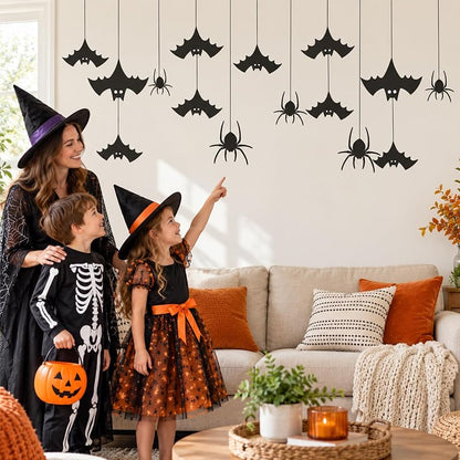 Halloween Wall Decals - Hanging Bat and Spider Silhouette Kit (Variation: Spider)
