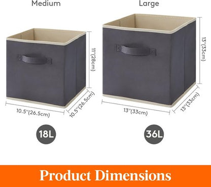 Lifewit Storage Cubes - Foldable Fabric Baskets for Home Organization | 11 Inch, 18L, Gray, 16 Pack