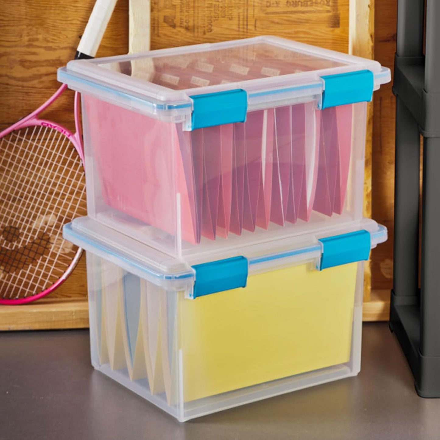 Sterilite 4-Pack Gasket Box | Weather-Resistant Storage Bins with Latching Lids - 32 Quart Heavy-Duty Organizers