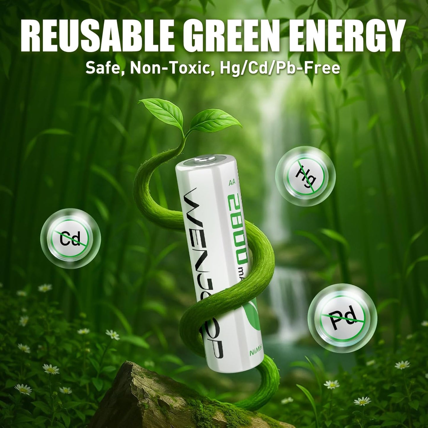 Rechargeable AA Batteries by [Brand Name] - 2800mAh High Capacity NiMH | Long-Lasting Power for Household & Gaming