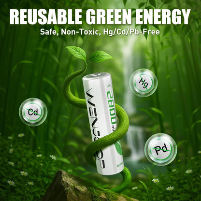 Rechargeable AA Batteries by [Brand Name] - 2800mAh High Capacity NiMH | Long-Lasting Power for Household & Gaming