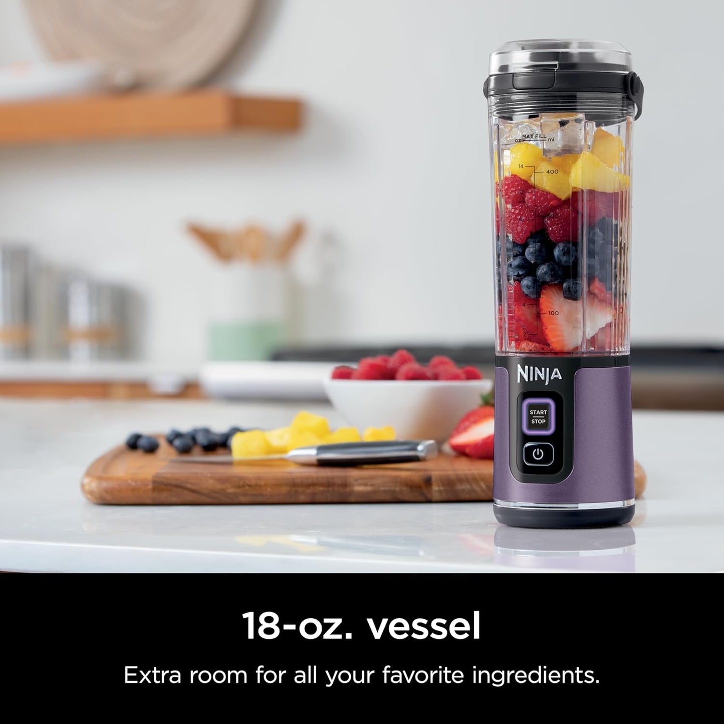 Ninja Blast Portable Blender - Cordless 18oz Personal Blender for Smoothies & Shakes | BPA Free, USB-C Rechargeable, Metallic Purple