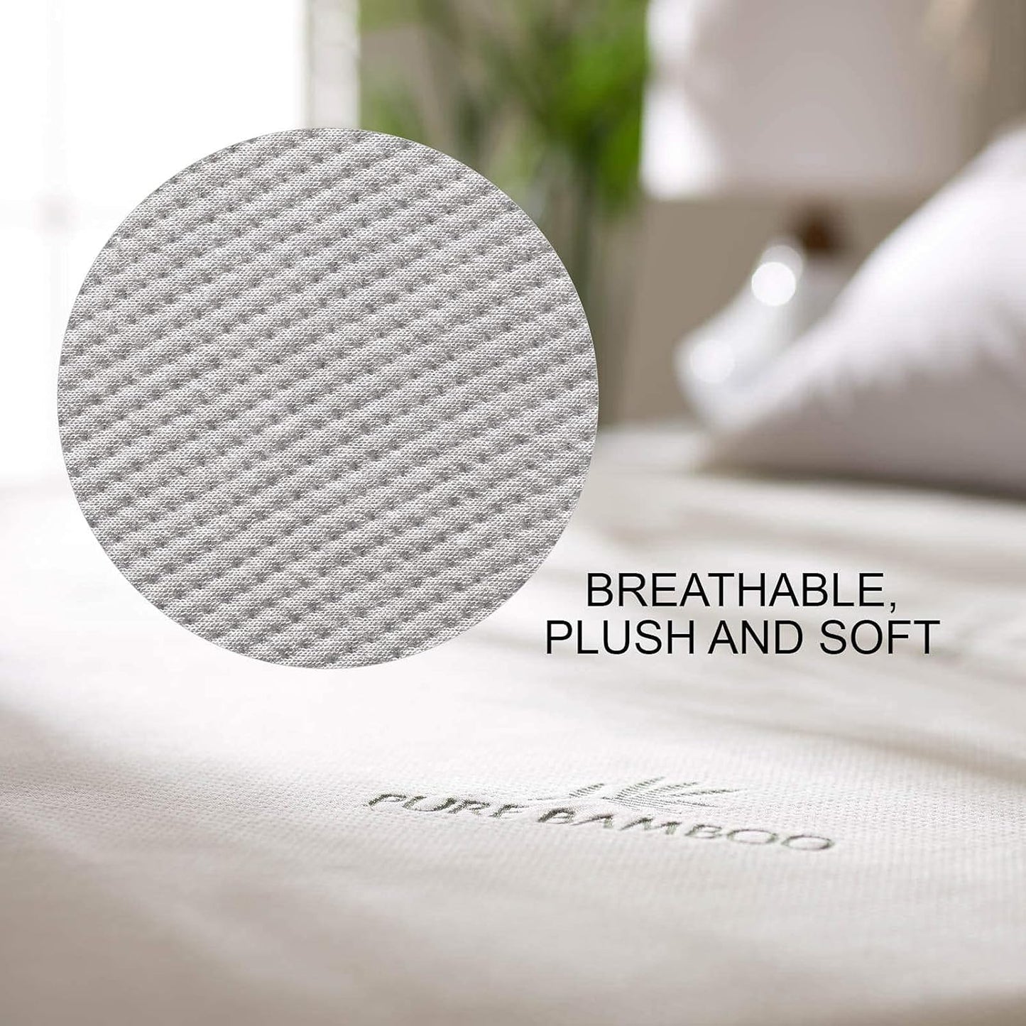 PURE BAMBOO King Mattress Protector - Waterproof, Breathable & Noiseless Cover for Moisture & Stain Protection