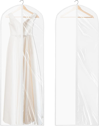 Simple Houseware 65-Inch Clear Garment Bags - Zippered Storage for Gowns, Suits & Dresses | 2 Pack