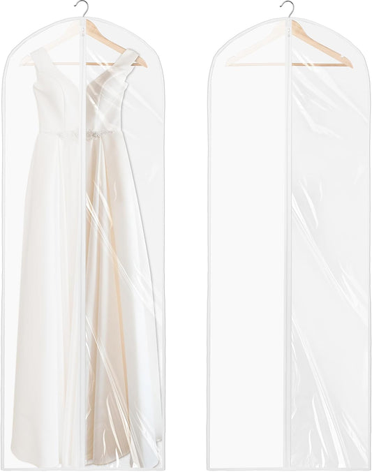 Simple Houseware 65-Inch Clear Garment Bags - Zippered Storage for Gowns, Suits & Dresses | 2 Pack