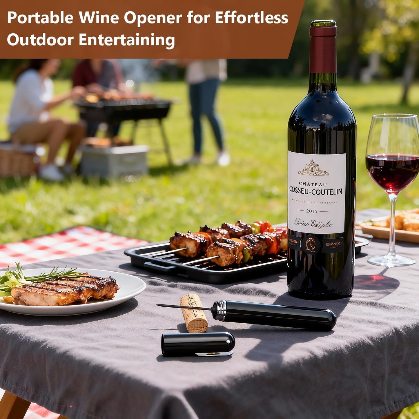 Wine Bottle Opener with Foil Cutter - NUCOKRS Air Pump Aeropop Corkscrew, Pen Style Opens in 3-7 Pumps, Effortless & No Damage to Cork, Compact Gift for Wine Lovers (Black)
