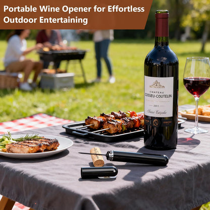 Wine Bottle Opener with Foil Cutter - NUCOKRS Air Pump Aeropop Corkscrew, Pen Style Opens in 3-7 Pumps, Effortless & No Damage to Cork, Compact Gift for Wine Lovers (Black)