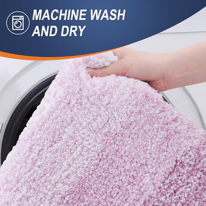 OLANLY Bathroom Runner Rugs - Extra Soft Microfiber Bath Mats | 54x24, Quick Dry, Rubber Backing, Pinkish-Purple