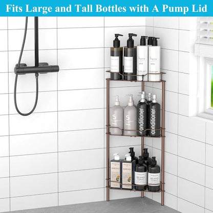HuggieGems 3-Tier Corner Shower Caddy Organizer - Versatile Bathroom Shelf Rack with Hooks