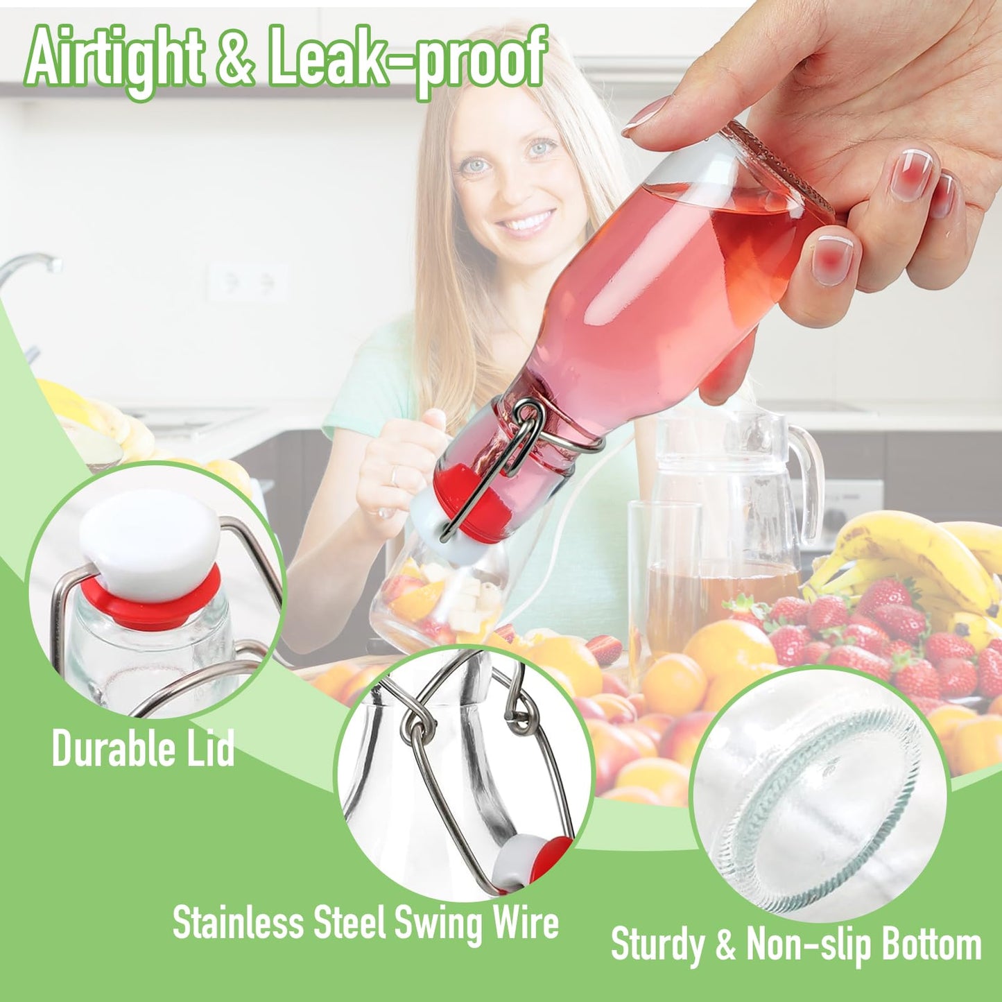 NEWMIAO 12 Pack 4 oz Swing Top Glass Bottles, 120 ml Glass Beer Bottles with Airtight Flip Lids Rubber Seal for Vanilla Extract, Home Brewing, 2nd Fermentation, Kombucha, Juice, Soda, Limoncello