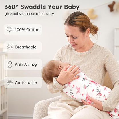 Yoofoss Baby Swaddles - 100% Cotton Adjustable Swaddle Sack | Soft & Breathable for Newborns (0-3 Months, 3 Pack)