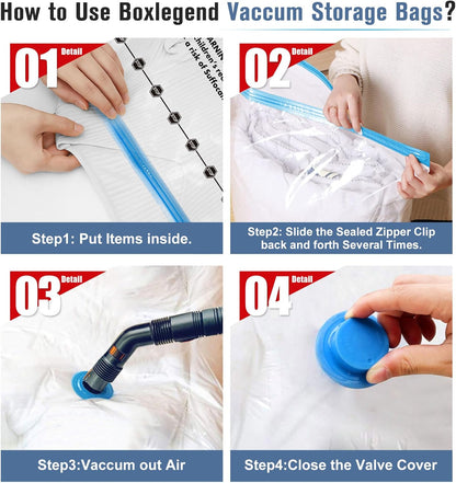 BoxLegend Vacuum Storage Bags - Thickened Waterproof Seal Bags with Hand Pump | 6 Medium 19.68’’x27.56’’ for Clothing & Bedding Storage