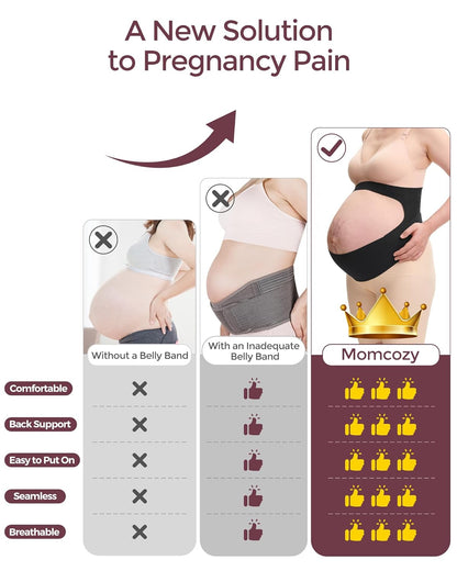 Momcozy Pregnancy Belly Band - CozySupport Ergonomic Maternity Belt for Back & Abdomen Relief