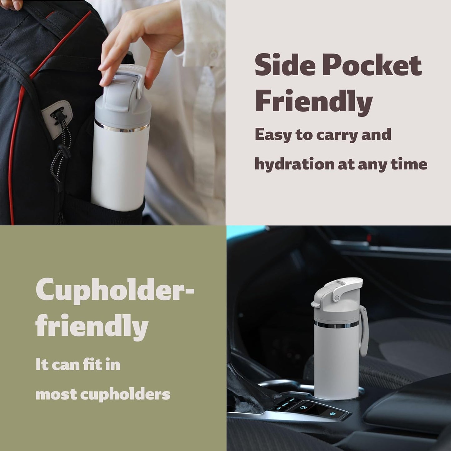 OISIZ Insulated Water Bottle - 24 oz Vacuum Stainless Steel | 2-in-1 Spout & Straw Lid, Leakproof