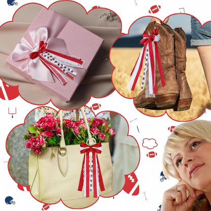 Skiennix Football Boot Bows - 4 Pcs Super Ribbon Clips for Game Day Decor | Removable DIY Accessories