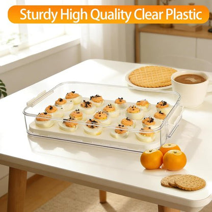 Deviled Egg Carrier by [Brand Name] - Stackable Plastic Platter with Lid for 40 Eggs | 2-Pack for Parties & Picnics