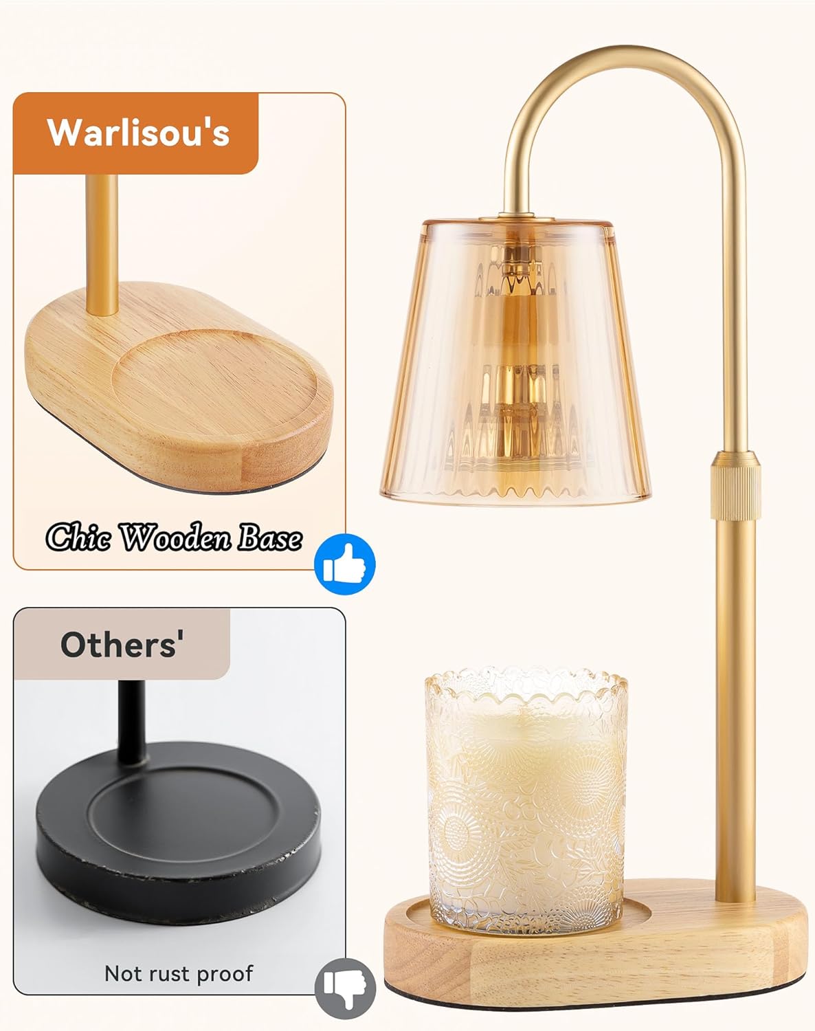 Skiennix Adjustable Candle Warmer Lamp - Dimmable Electric Wax Melter with Timer | Modern Home Decor Gift