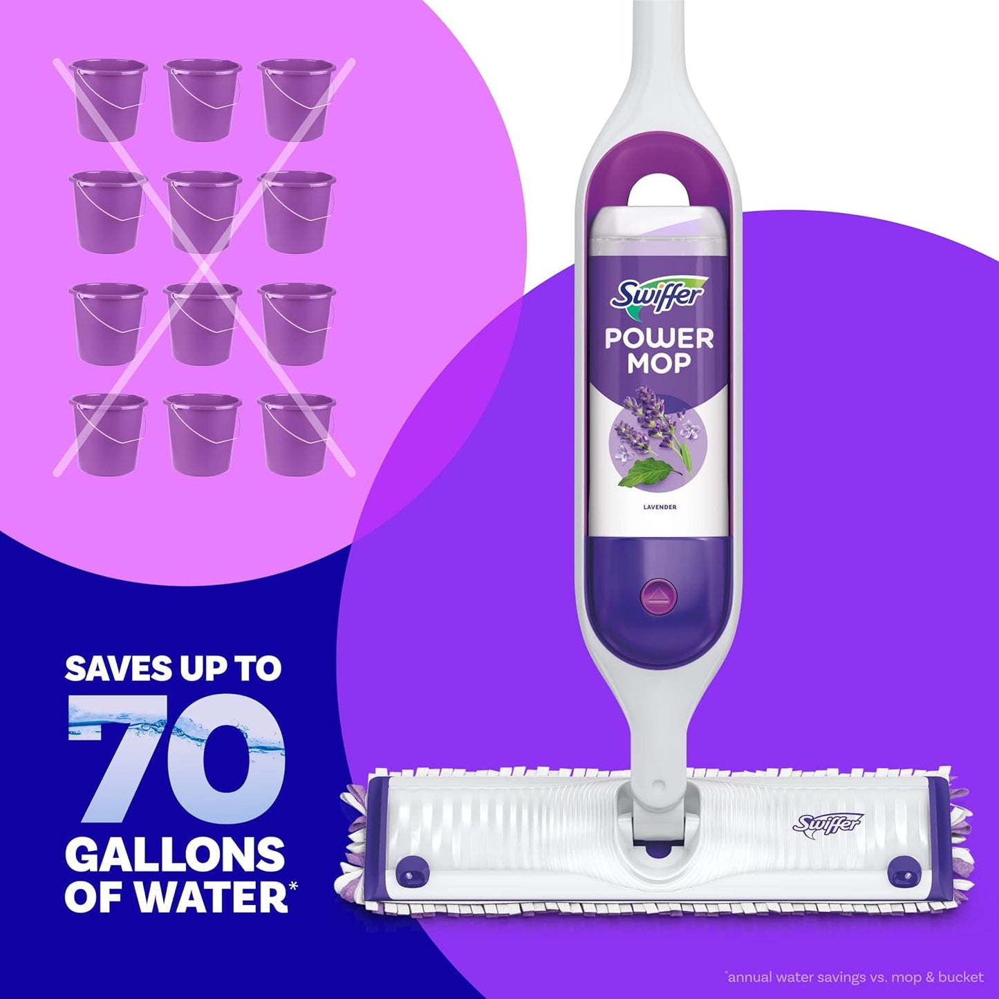 Swiffer Power Mop Refill Solution - All-Purpose Floor Cleaner for Tile, Vinyl, Wood | Lavender Scent, 50.6oz