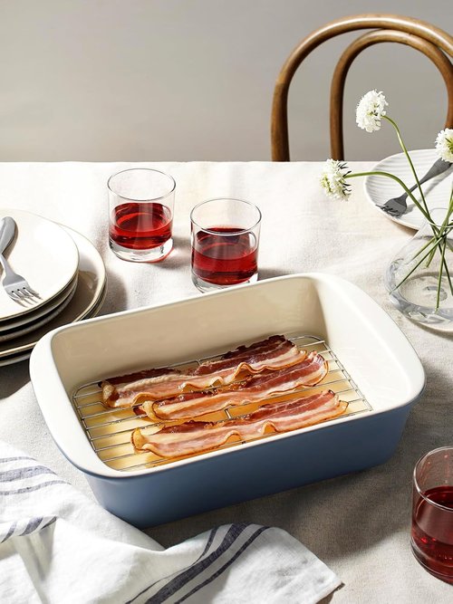 LE TAUCI Ceramic Baking Dish Set - Large Deep Casserole Dishes with Handles | Dusty Blue, Set of 3 (4.6QT/3.0QT/1.6QT)