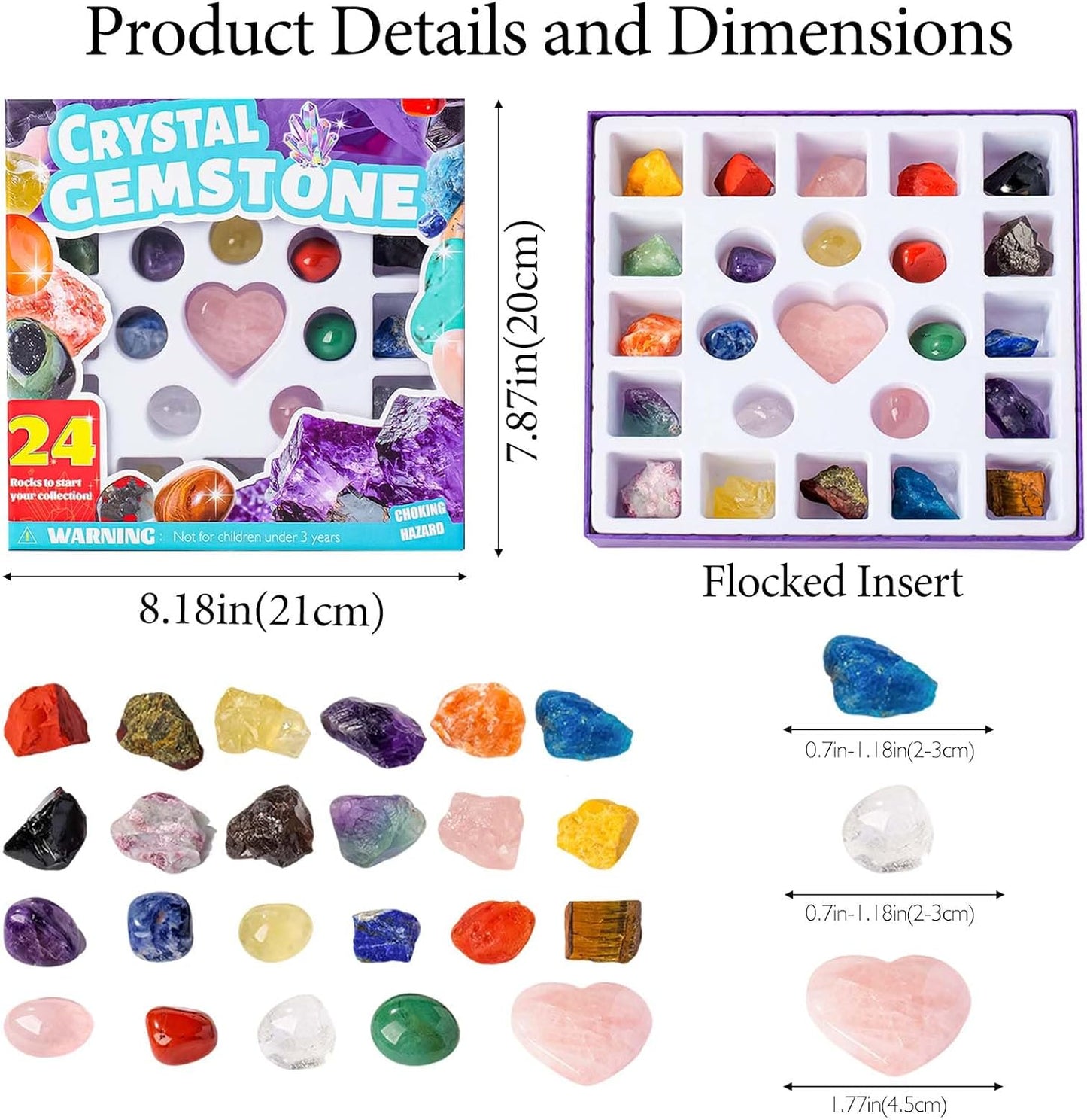 Skiennix Crystal Advent Calendar 2025 - 24 Random Gemstones, Minerals & Fossils Collection for Teens