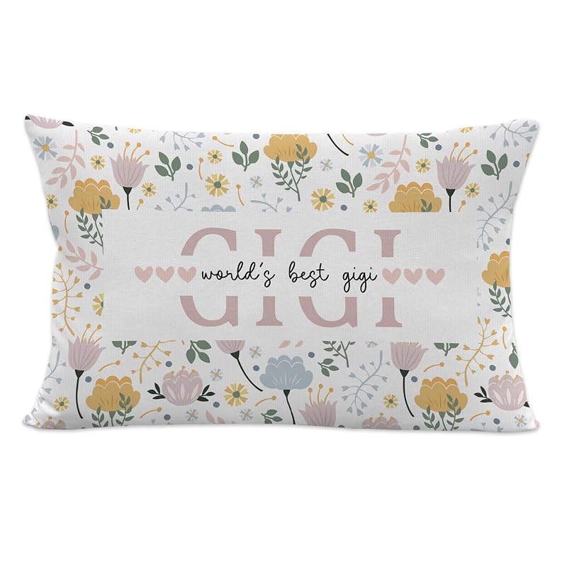 Gigi Gift Pillow Cover – 12x20 Floral Christmas Gift for Grandma, Surname Variation: Gigi