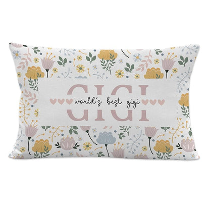 Gigi Gift Pillow Cover – 12x20 Floral Christmas Gift for Grandma, Surname Variation: Gigi