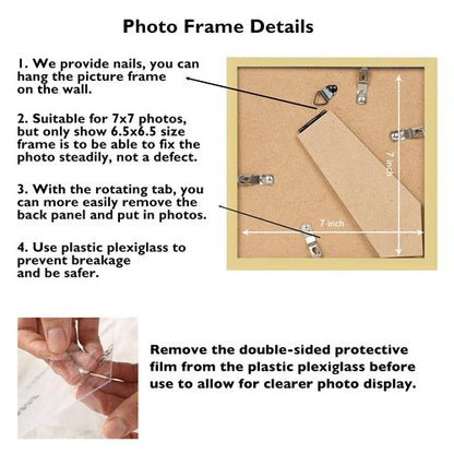 JCJMY 7x7 Picture Frame Gold for Wall Hanging or Tabletop, Wall Mounting Horizontally or Vertically, 7 x 7 Square Wall Gallery Poster Photo Frame with Shatter Resistant Plexiglass, Gold