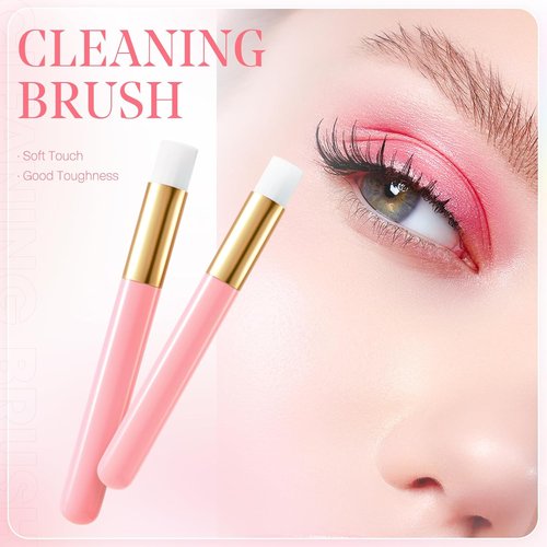 Buqikma Lash Brush Cleaning Set - 2 Pink Brushes for Effective Lash and Blackhead Removal