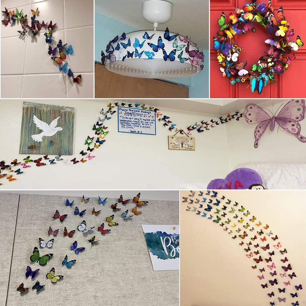 Skiennix 80 PCS Butterfly Wall Decals - 3D Home Decor Stickers for Stunning Room Transformation