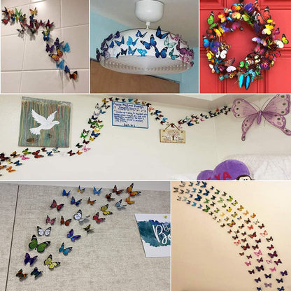 Skiennix 80 PCS Butterfly Wall Decals - 3D Home Decor Stickers for Stunning Room Transformation