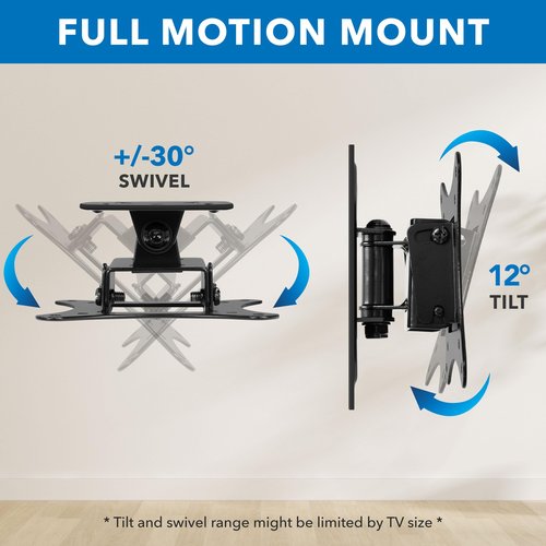 Mount-It! TV Wall Mount for Small to Mid Size TVs, Fits 32 to 50 Inch Screens, 75 100 200 mm VESA Compatible, Low-Profile Slim Design with Tilting and Swivel Motion, 44lb Capacity