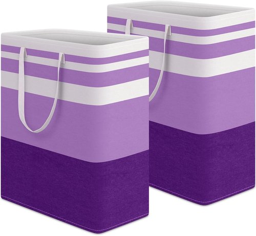 HomeHacks Large Waterproof Laundry Baskets - Collapsible Hampers with Reinforced Handles | 125L, Purple, 2 Pack