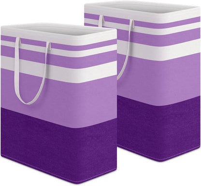 HomeHacks Large Waterproof Laundry Baskets - Collapsible Hampers with Reinforced Handles | 125L, Purple, 2 Pack