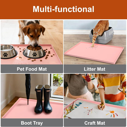Ukeetap Extra Thick Silicone Mat - Waterproof Under Sink Mat for Kitchen & Bathroom - 34" x 22", Pink