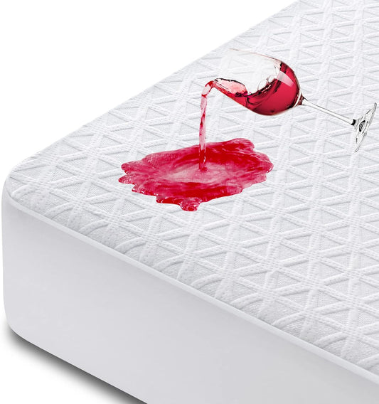 Premium Waterproof Mattress Protector - Twin XL Size, Breathable Cooling Bed Cover, Soft & Noiseless, Fits 8''-21'' Deep Pocket | White