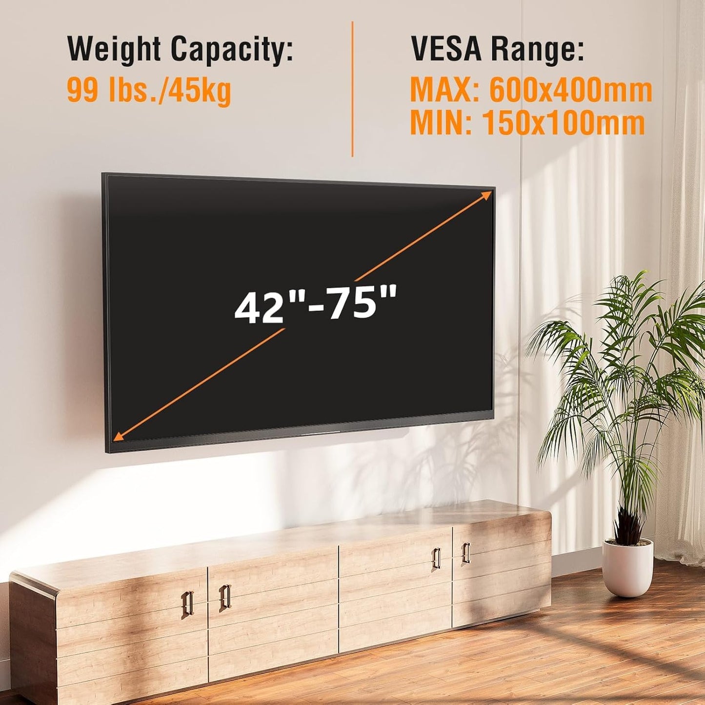 **ELIVED Long Arm TV Mount - Articulating Wall Bracket for 42-75 Inch TVs | 32" Extension Arm, Swivel & Tilt**