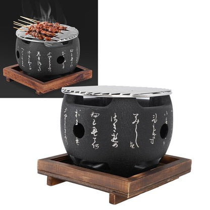 Japanese Grill with Portable Round Design, BBQ Grill Food Charcoal Stove for Household Barbecue Tool - 2 Size Available (L)