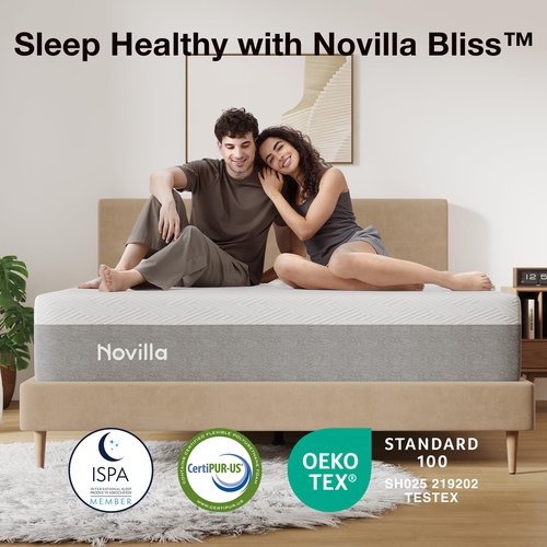 Novilla Queen Size Mattress, 12 inch Gel Memory Foam Mattress for a Cool Sleep & Pressure Relief, Medium Firm Feel with Motion Isolating, Bliss