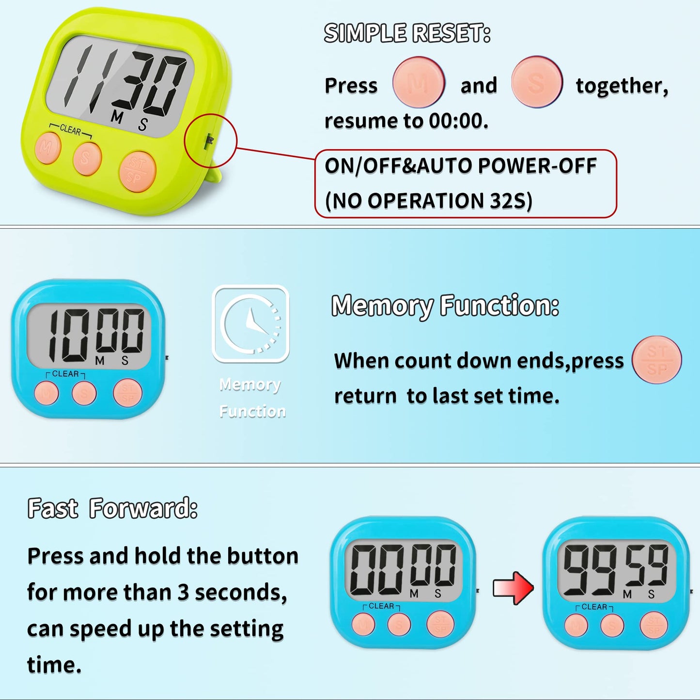 Classroom Timers for Teachers Kids Large Magnetic Digital Timer 2 pack