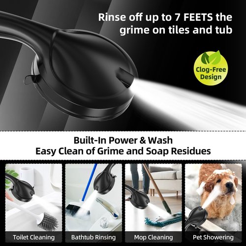 BESAQUO Shower Head,10 Functions High Pressure shower head with handheld, Built-in Pause Mode & Power Wash, Non-Clogging Nozzles High Flow Hand Held Shower Head, Leakproof 6ft Hose&Adjustable Bracket