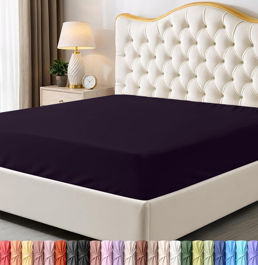 Utopia Bedding Twin Fitted Sheet - Soft Microfiber with Deep Pockets - Fade Resistant - Purple