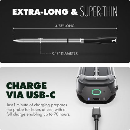 CHEF iQ Sense | Smart Wireless Meat Thermometer | Ultra-Thin Probe with WiFi | 1000°F Heat Safe | Perfect for BBQ, Grill, Oven, Smoker, Air Fryer