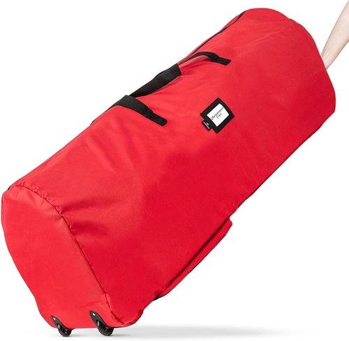 Handy Laundry Christmas Tree Storage Bag with Wheels - Heavy Duty, Waterproof, Fits 9 Ft Tree, Red