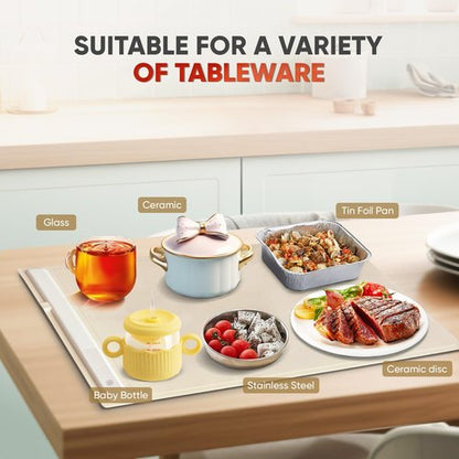 DETEIN Silicone Electric Heating Tray Foldable Food Warmer Electric Warming Tray Portable Food Warming Tray Electric Food Heating Mat Heating Pad Food Warmer Tray for Party Buffet Family Gathering