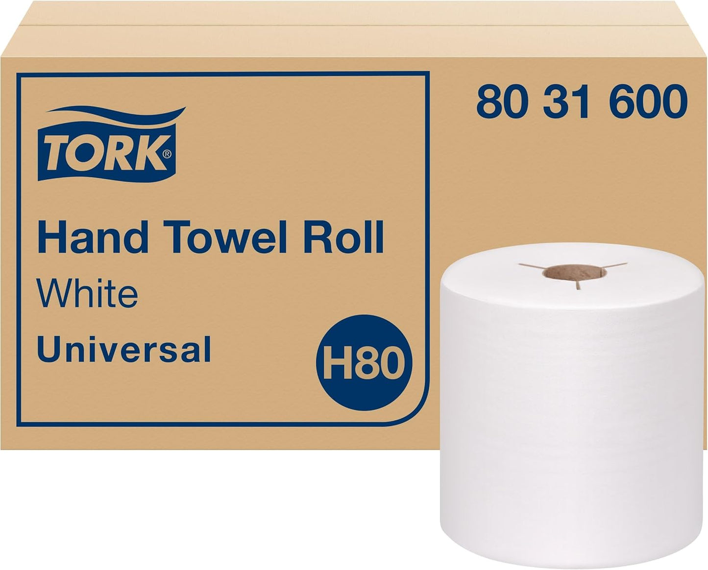 Tork Hand Towel Roll - 100% Recycled Fiber, Universal Fit, 6 Rolls x 630 ft - White, H80